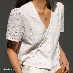 Oak + Fort White Eyelit Top Size XS